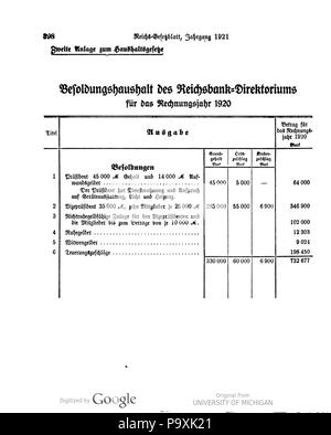 513 039 0398 1921 Reichsgesetzblatt Deutsches Banque D'Images