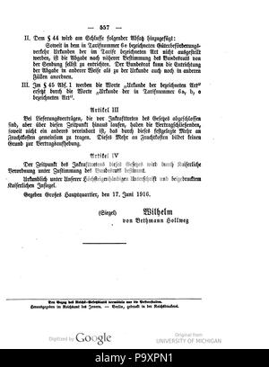 465 134 0557 Reichsgesetzblatt 1916 Deutsches Banque D'Images