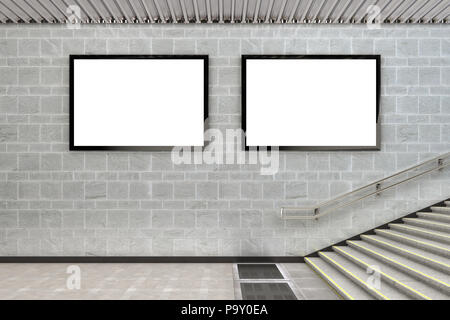 Deux réclames publicitaires horizontale vierge sous terre. 3d illustration Banque D'Images
