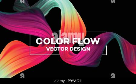 Flux coloré moderne de l'affiche. La forme liquide de l'onde en noir à l'arrière-plan. Art design pour votre projet. Vector illustration Illustration de Vecteur