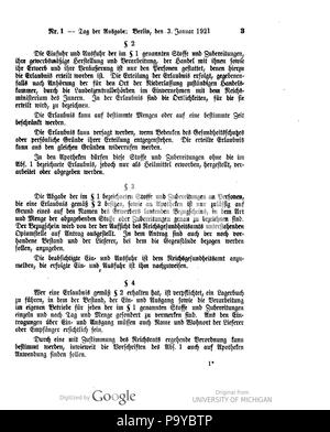 511 001 0003 Reichsgesetzblatt 1921 Deutsches Banque D'Images