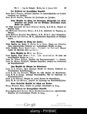 511 001 0019 Reichsgesetzblatt 1921 Deutsches Banque D'Images