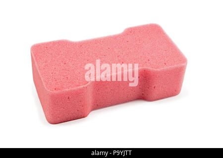 Mousse de caoutchouc mousse rose isolé sur fond blanc, vue du dessus Banque D'Images