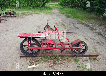 Ancienne voie de handcars sur l'affichage à l'Pulsa, Lappeenranta FINLANDE Banque D'Images