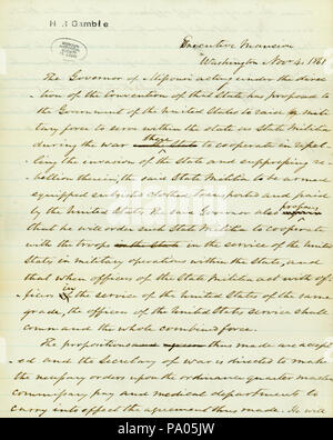 590 Projet d'une proposition d'Hamilton R. Gamble, Executive Mansion, Washington, Novembre 4, 1861 Banque D'Images