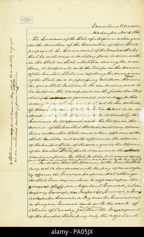 590 Projet d'une proposition d'Hamilton R. Gamble, Executive Mansion, Washington, Novembre 5, 1861 Banque D'Images