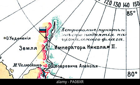619 L'Empereur Nicolas II 1913 Terre-map-arctique Banque D'Images
