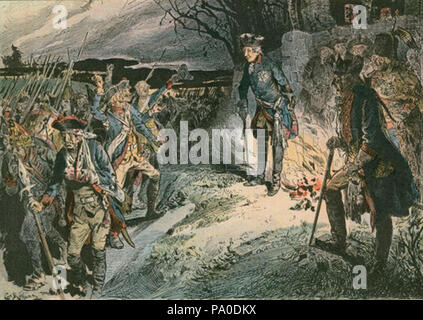 Frédéric le Grand (1712-1786) après la défaite à la bataille d'Oberkirch en 1758. Partie de la guerre de Sept Ans, la bataille a eu lieu entre les troupes prussiennes et autrichiennes le 14 octobre 1758. Illustration de la maison de Hohenzollern en images et mots par Carl Rohling et Richard Sternfeld. Publié par Martin Oldenbourg dans Berlin, c 1900. 673 Frédéric le Grand après la bataille d'Oberkirch en 1758 par Carl Röchling Banque D'Images