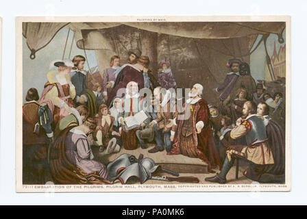 617 Embarquement des pèlerins. Pilgrim Hall, Plymouth, de masse (NYPL b12647398-74454) Banque D'Images