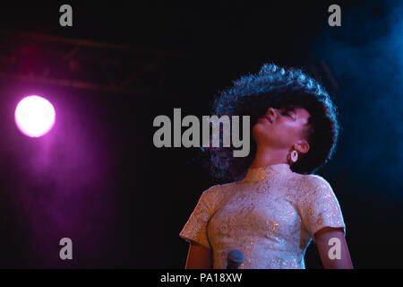 Festival ARBORESCENCE Lamer , UK, date 19e, juillet, 2018, Flamingods jouant sur le stade d'ARC Le jeudi soir, le Crédit : Guy Peterson. Banque D'Images