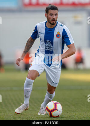 19 juillet 2018 : match pré-saison entre l'UD d'Olot et RCD Espanyol. Pipa en action pendant le match. Banque D'Images