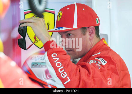 20 juillet 2018, l'Allemagne, Hockenheim, Motor sports, Championnat du Monde de Formule 1, Grand Prix de l'Allemagne : Pilote finlandais de la Scuderia Ferrari l'équipe après la deuxième formation. Photo : Uli Deck/dpa Banque D'Images