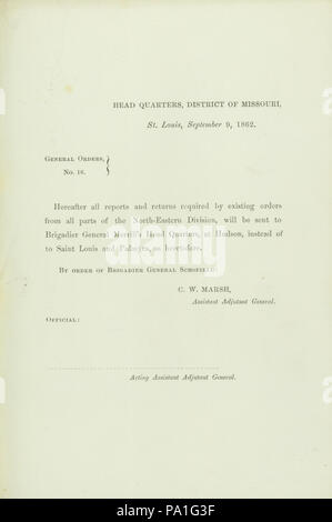 697 Les ordonnances générales, n° 16, de C.W. Marsh, adjudant général adjoint, Head Quarters, District de New York, Saint Louis, le 9 septembre 1862 Banque D'Images