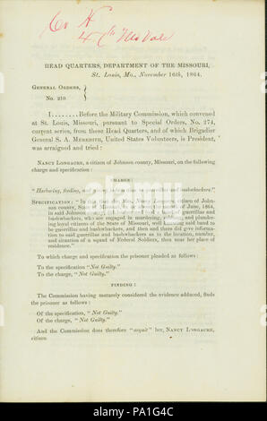 697 Les ordonnances générales, n° 210, de Frank Eno, adjudant général adjoint, Head Quarters, Ministère de l'Iowa, Saint Louis, Mo., Novembre 16, 1864 Banque D'Images