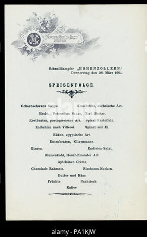 Le dîner (554 détenus par la NORDDEUTSCHER LLOYD BREMEN) (at) SS (SS HOHENZOLLERN ;) (NYPL)-275885-4000012994 Hades Banque D'Images