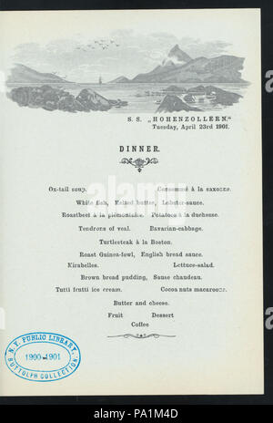 Le dîner (554 détenus par la NORDDEUTSCHER LLOYD BREMEN) (at) SS (SS HOHENZOLLERN ;) (NYPL)-276076-4000013309 Hades Banque D'Images