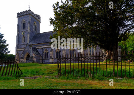 Vue d'été de l'Évangéliste St James Church, à l'Ouest dans la vallée de Meon Meon dans le parc national des South Downs, Hampshire, Royaume-Uni Banque D'Images