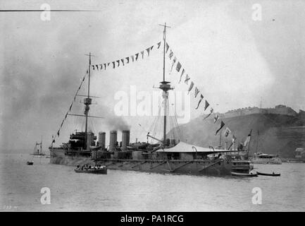 114 HMS Minotaur alignés au niveau du lac 3361855 du tricentenaire de Québec 1908 Banque D'Images