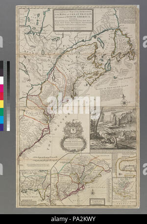 Une nouvelle carte de l'exacte et Dominions du Roi de Grande-Bretagne sur ye continent de l'Amérique du Nord - contenant Terre-neuve, Ecosse, Nouvelle Angleterre, New York, New Jersey, Pensilvania, Banque D'Images