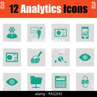 Analytics icon set. Gris vert sur la conception. Vector illustration. Illustration de Vecteur