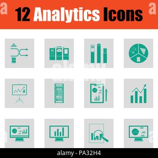 Analytics icon set. Gris vert sur la conception. Vector illustration. Illustration de Vecteur