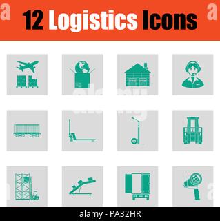 Icon Set de logistique. Gris vert sur la conception. Vector illustration. Illustration de Vecteur