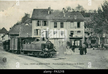 624 ER 1123 - PONT-DE-BEAUVOISIN - Place Carouge et Tramway de St-Genix Banque D'Images