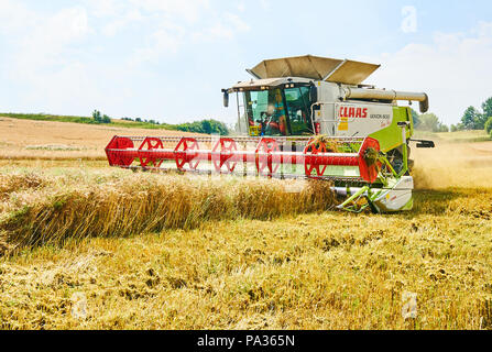 Une moissonneuse-batteuse récoltes de maïs de Pfaffenhofen a.d.Ilm, Allemagne 20 juillet 2018. © Peter Schatz / Alamy Live News Banque D'Images