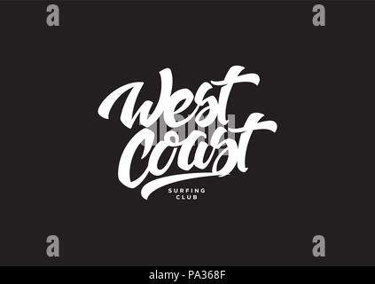 Côte ouest blanc sur fond noir est un vecteur illustration à propos de Surf et surf Illustration de Vecteur