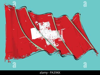 Vector Illustration d'un grange Swiss Waving Flag. Tous les éléments parfaitement sur des couches bien définies Illustration de Vecteur