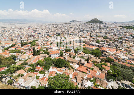 Athènes, Grèce - Mai 2018 : le paysage urbain d'Athènes, vue du Parthénon Banque D'Images