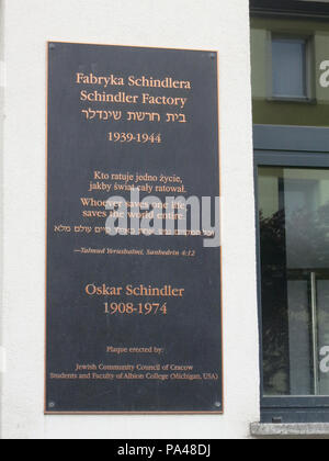 Plaquette d'usine Schindler, district de Zabłocie, Cracovie, Pologne Banque D'Images