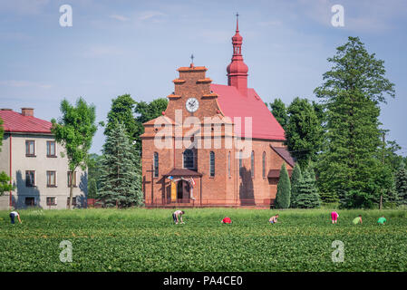 Eglise de Saint Joseph dans Zalipie village de Lesser Poland Voivodeship de Pologne, célèbre pour sa tradition locale de peintures folkloriques Banque D'Images