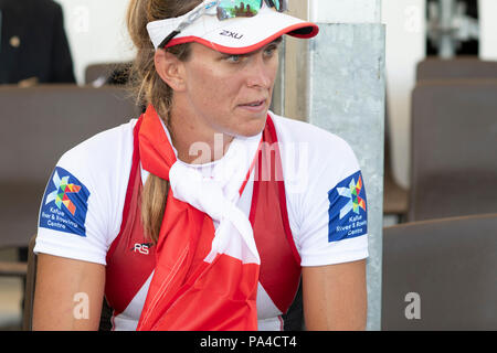 Lucerne, Suisse, 15 juillet 2018, Dimanche féministe Un rameur en couple, médaillée de bronze, POUVEZ W1X, Carling Zeeman, Coupe du Monde de la FISA, Rotsee Lac III © Peter SPURRIER, Banque D'Images