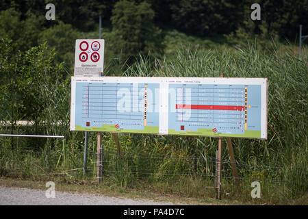 Lucerne, Suisse, 12 juillet 2018, la carte de circulation du cours 'Jeudi' de la Coupe du Monde FISA III, le lac Rotsee, © Peter SPURRIER, Banque D'Images