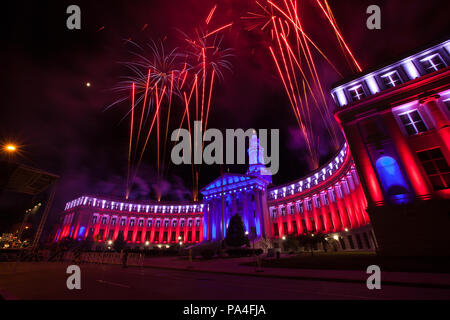 4 juillet Fireworks, City and County Building, Denver, Colorado Banque D'Images