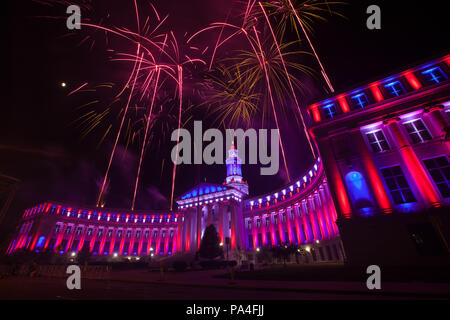 4 juillet Fireworks, City and County Building, Denver, Colorado Banque D'Images