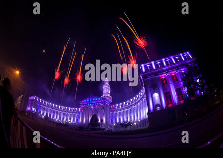 4 juillet Fireworks, City and County Building, Denver, Colorado Banque D'Images