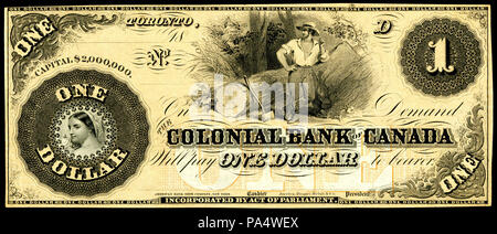271 Pouvez-S1666-Colonial Bank of Canada, Toronto-1 Dollar (1859) Banque D'Images