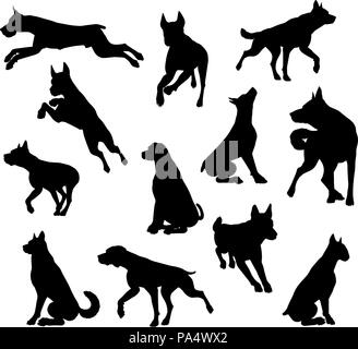 Chien Animal Silhouettes Set Illustration de Vecteur