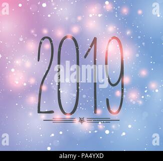 Bonne année 2019 l'arrière-plan. Carte de voeux colorée. Vector illustration. Illustration de Vecteur