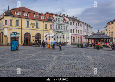 L'hôtel Slunce sur la place Masaryk à Uherske Hradiste ville dans la région de Zlin, en Moravie en République Tchèque Banque D'Images