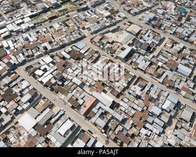 Vue aérienne sur un township en Afrique du Sud Banque D'Images