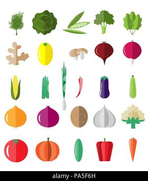 Les légumes frais et savoureux icon set. Illustration de Vecteur