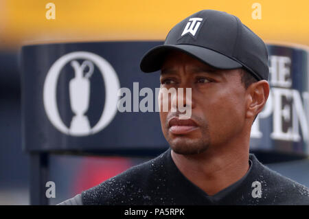 USA's Tiger Woods au 17ème jour au cours de deux de l'Open Championship 2018 à Carnoustie Golf Links, Angus. Banque D'Images