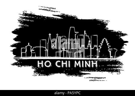 Ho Chi Minh Vietnam Ville Silhouette. Croquis dessinés à la main. Les voyages d'affaires et tourisme Concept avec l'architecture historique. Vector Illustration. Illustration de Vecteur