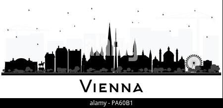 Vienne Autriche Ville Silhouette aux bâtiments noir isolé sur blanc. Vector Illustration. Illustration de Vecteur