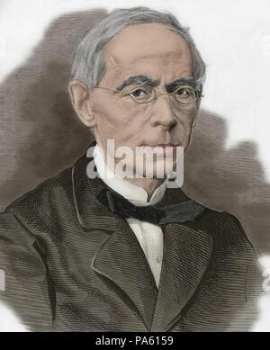 Juan Eugenio Hartzenbusch (1806-1880). Dramaturge espagnol. Il a été le directeur de la Bibliothèque nationale d'Espagne jusqu'à sa retraite en 1875. Portrait. La gravure. De couleur. Banque D'Images