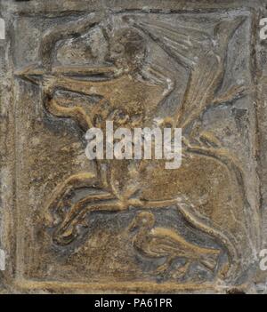 Sagittaire. Signe de zodiaque. Le soulagement. Cologne, c. 1100. La pierre calcaire. L'Allemagne.  Schnu tgen Museum. Cologne, Allemagne. Banque D'Images