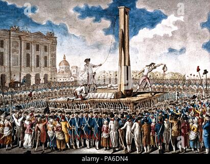 L'exécution de Louis XVI à la place de la révolution, le 21 janvier 1793. Musée : Musée Carnavalet, Paris. Banque D'Images
